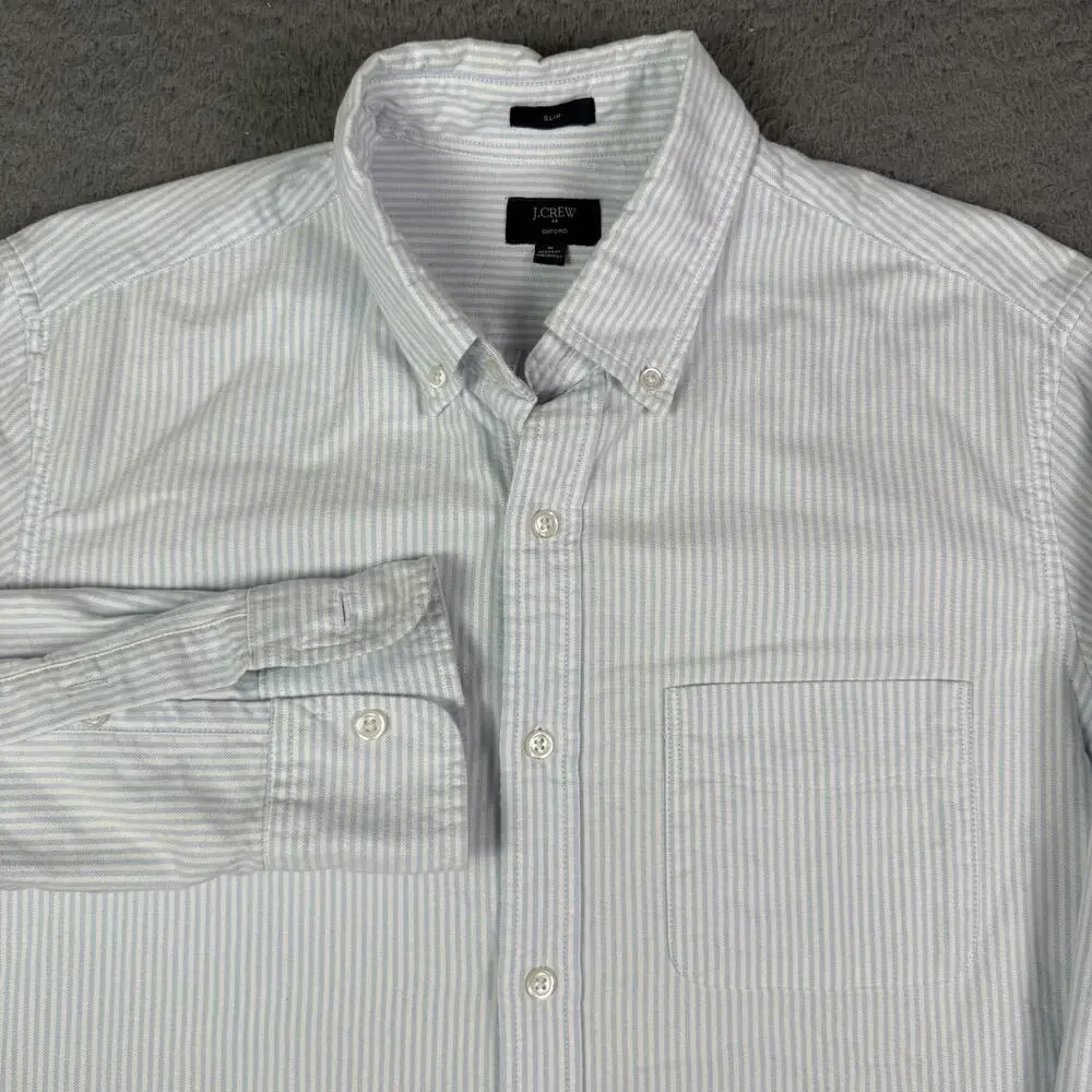 J. Crew Light Blue and White Thin Stripe Button-Down Shirt